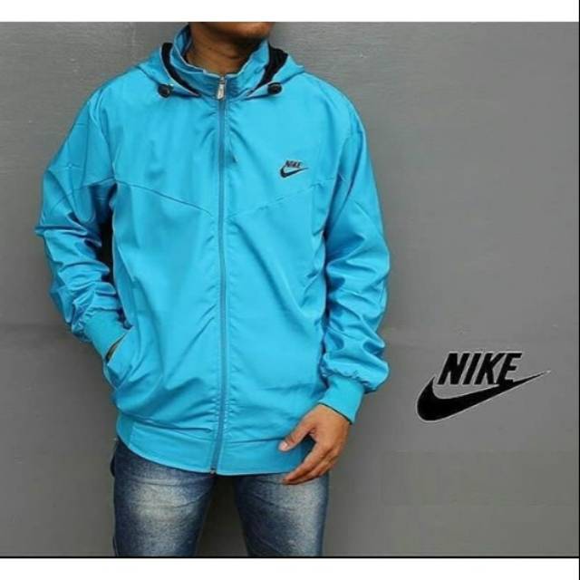 JAKET PARASUT NIKE TURKIS BIRU MUDA / JAKET RUNNING PRIA WANITA