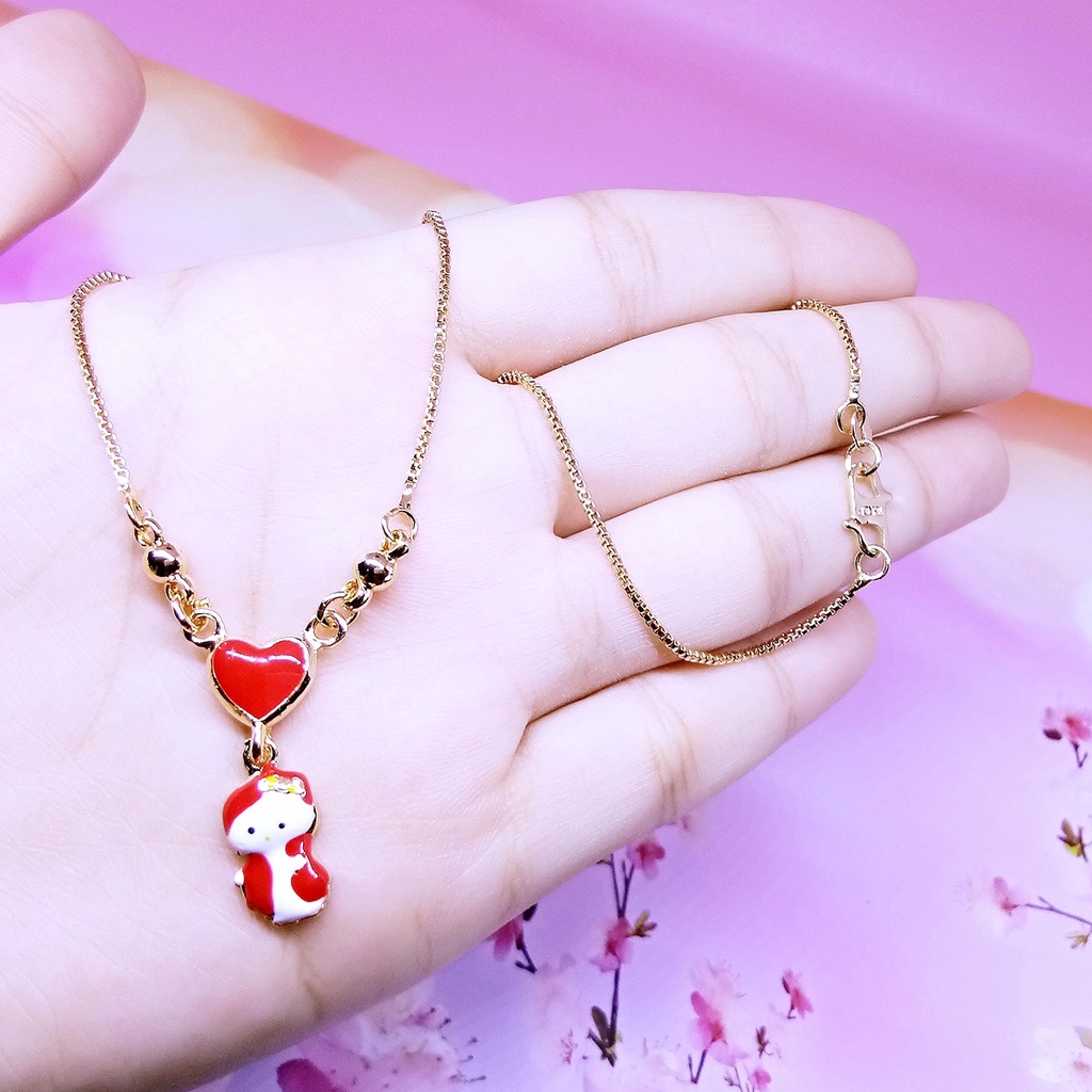 Kalung Anak Perempuan Xuping Gold Liontin Penguin Merah Putih *02