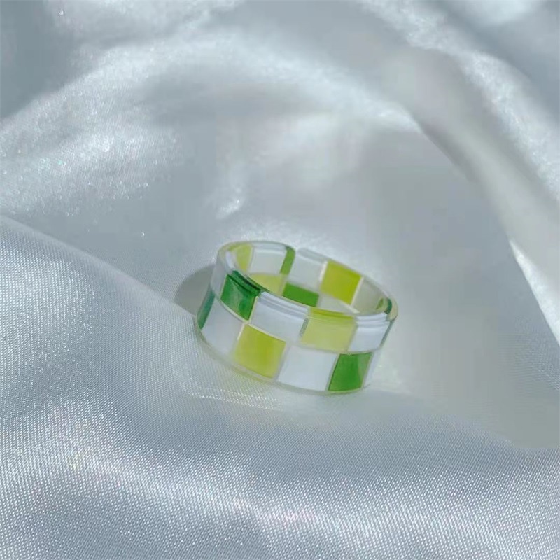 Cincin Model Terbuka Bahan Resin Mesh Warna-Warni Untuk Wanita