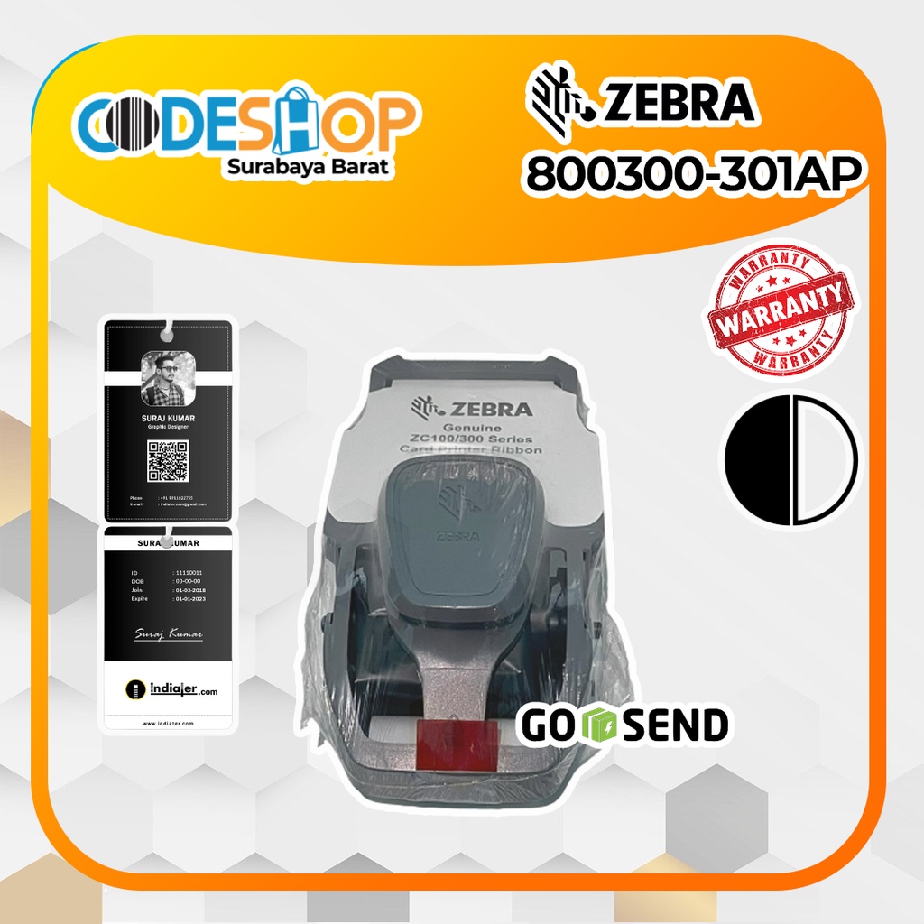 Tinta Printer Id Card Zebra 800300-301 Ribbon Resin