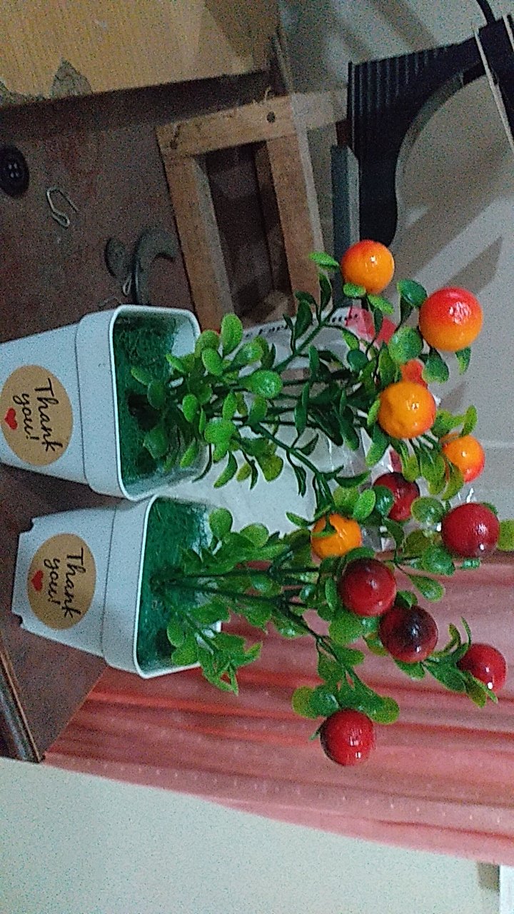 Set Pot + Bunga Palsu Hias Plastik Bunga Artifisial Bunga  Dekorasi Rumah Shabby Lover Buah Imitasi