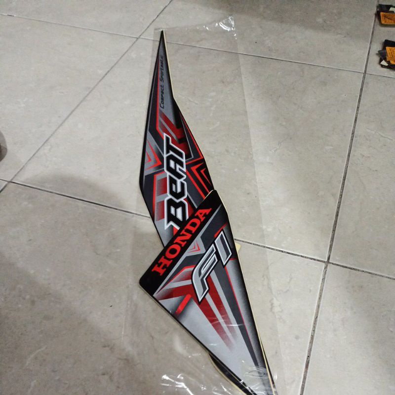 striping stiker les body Honda beat 2015 hitam bahan original