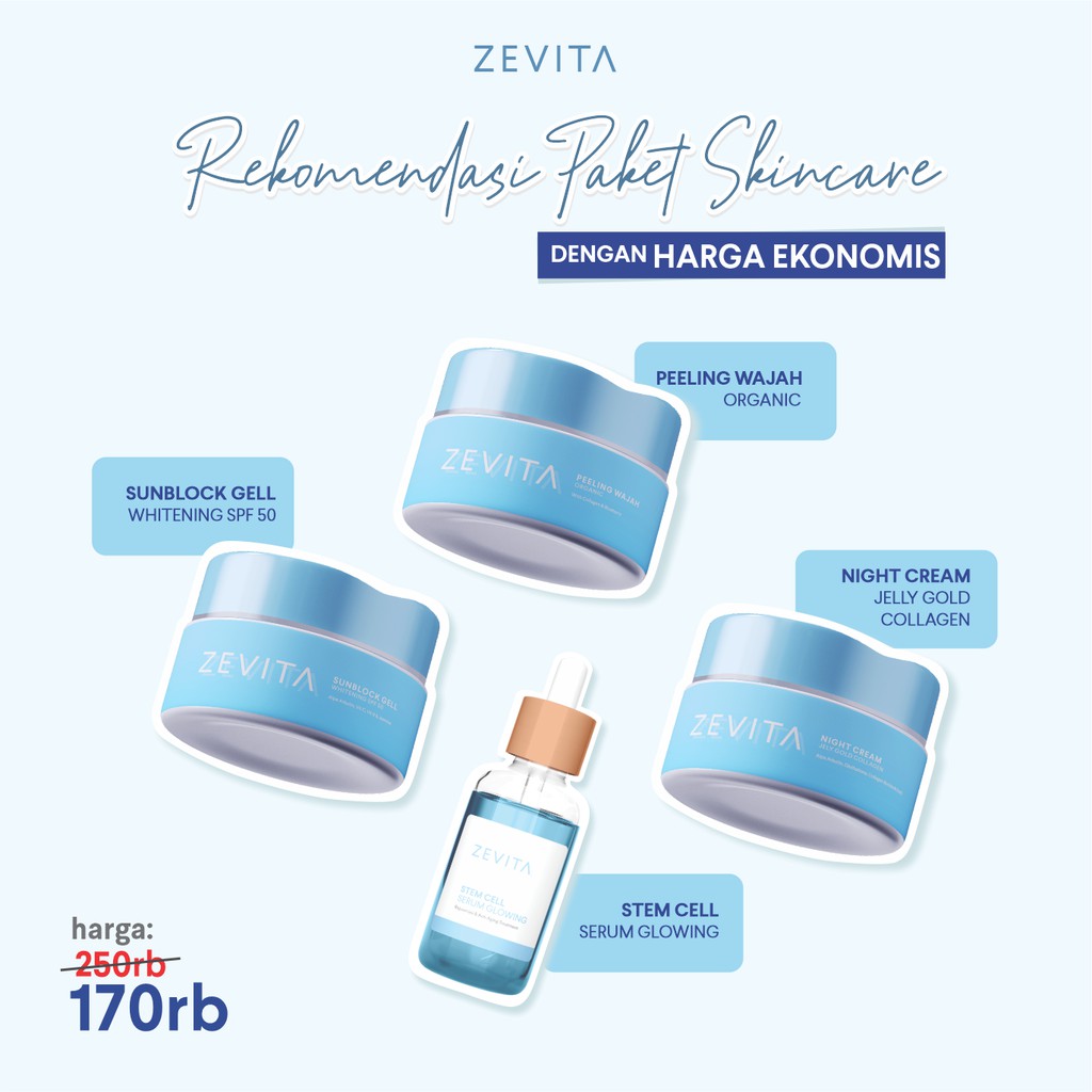 New JS - Zevita Paket Komplit Skincare Wajah / Paket Glowing Ekonomis