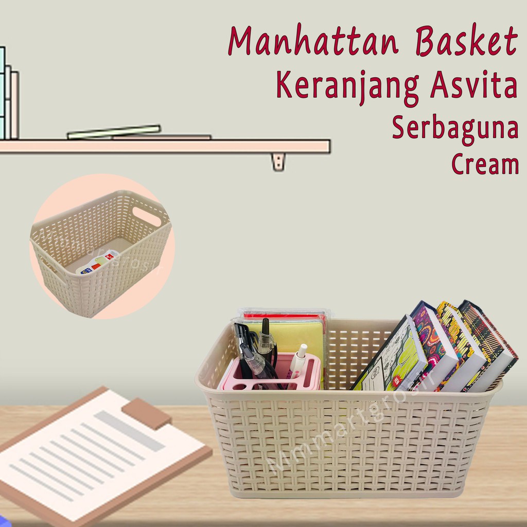 Keranjang Manhattan Basket/Keranjang Asvita 282/Serbaguna/Cream