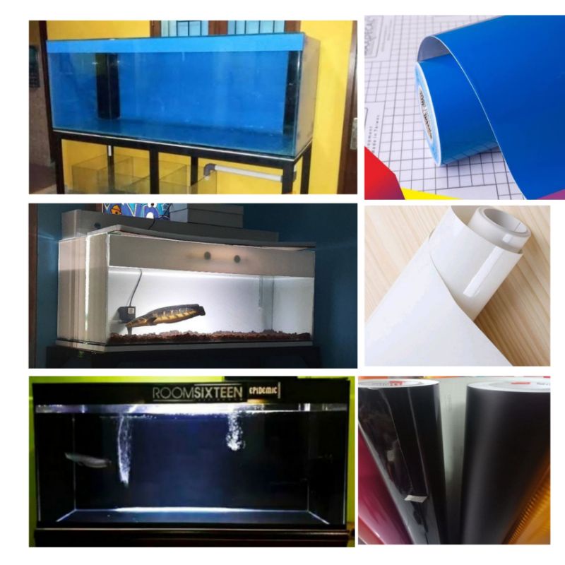 background aquarium aquascape sticker aquarium stiker akuarium background akuarium murah Hitam doff/