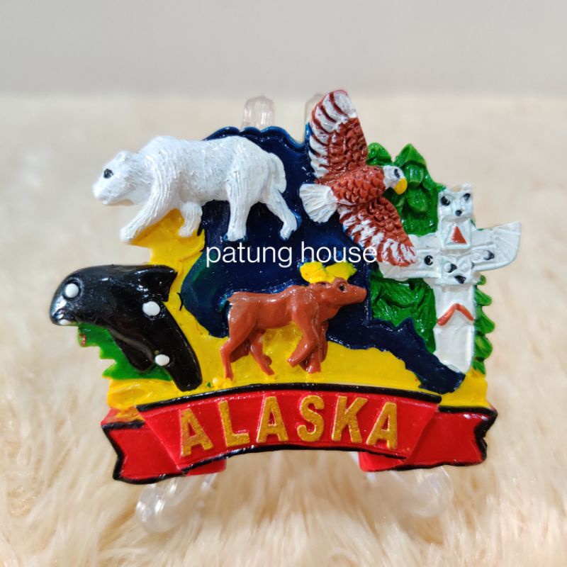 Fridge Magnet Tempelan Kulkas Souvenir Negara Amerika America USA Alaska