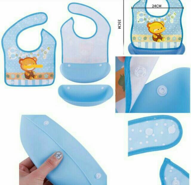 SLABBER/BIB SILICONE / celemek silikon makan bayi anak