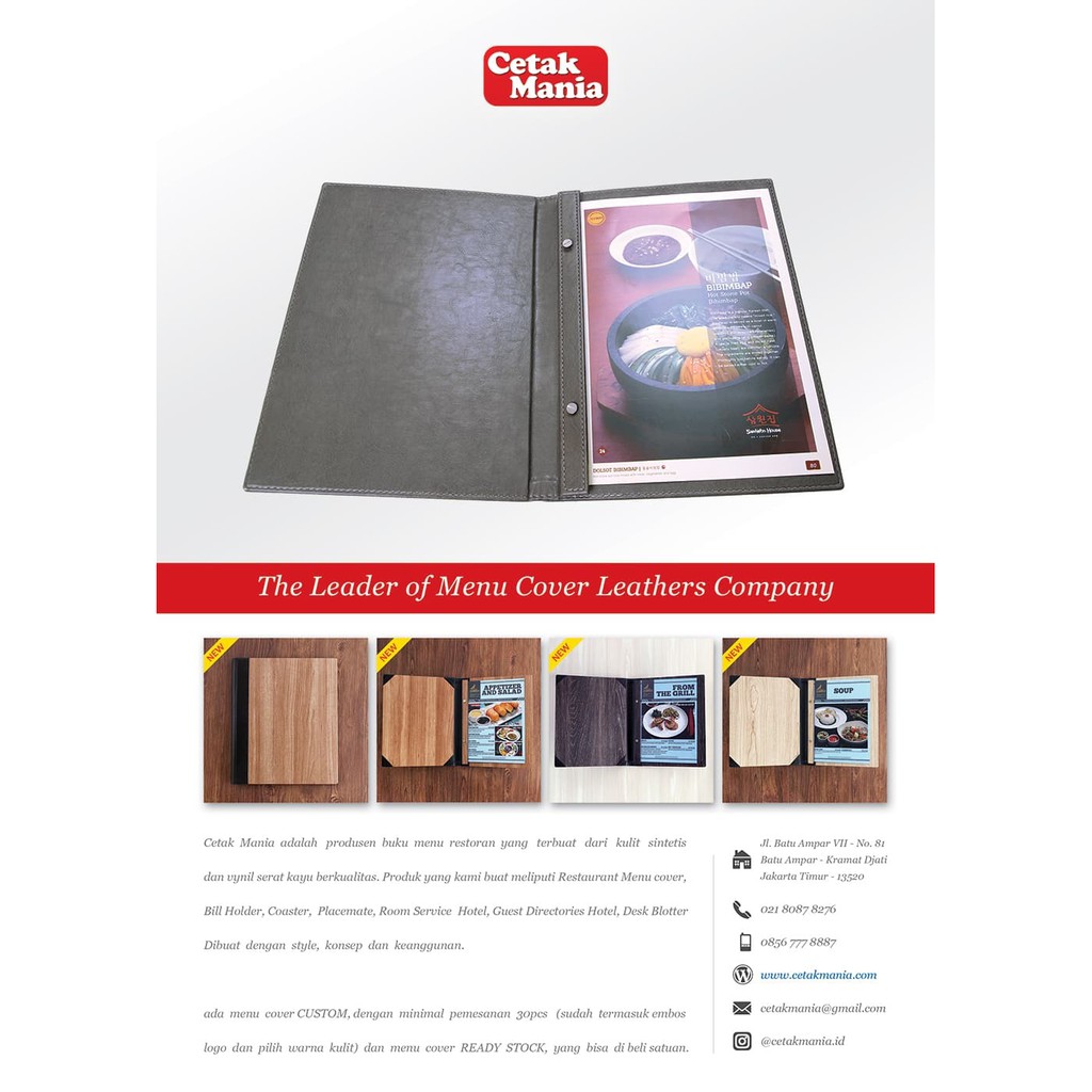 

BEST SELER PERCETAKAN BUKU MENU RESTORAN KULIT READY STOCK PALING MURAH