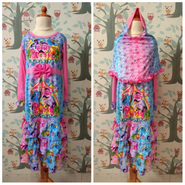 Gamis Anak Rumbai susun Little Pony Dress Muslim Anak