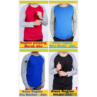 Jual Kaos Raglan Hitam Abu - Raglan Hitam Lengan Panjang - Raglan Hitam