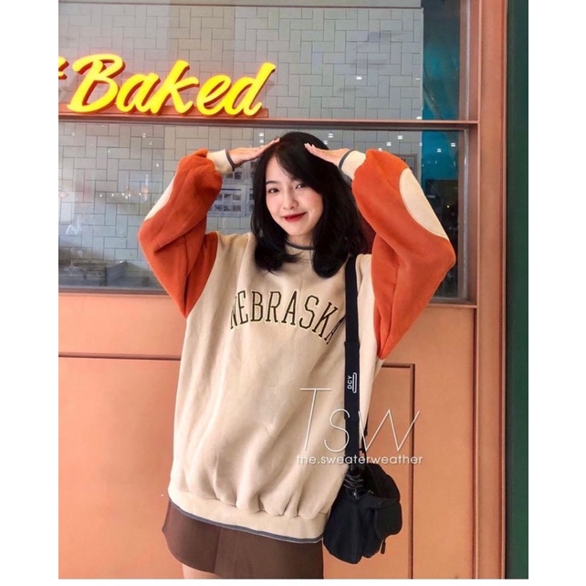 NEBRASKA OBLONG SWEATER OVERSIZE | SWEATER WANITA CREWNECK MURAH