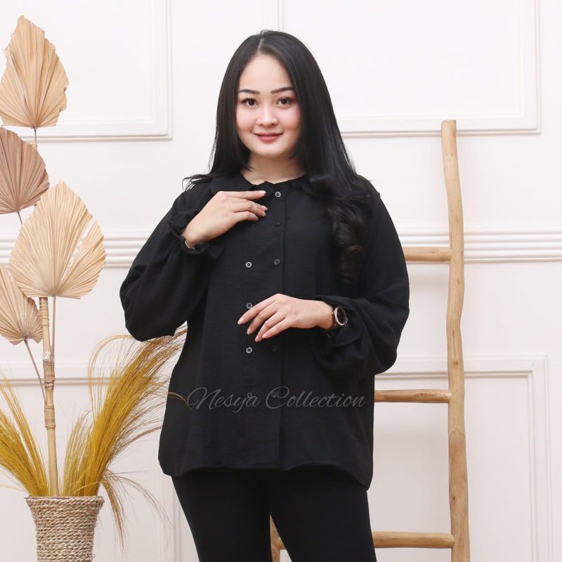 Blouse Crinkle Kancing Doble / Tiara Blouse Shirt / Kemeja wanita  Crinkle Terbaru