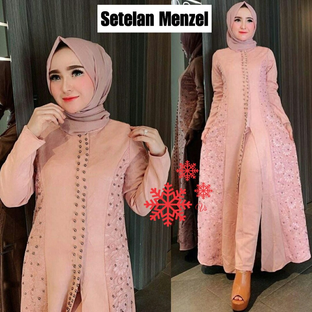 SET MENZEL SETELAN MOSCREPE KOMBI BRUKAT TULANG BUSUI  SIZE JUMBO (L, XL, XXL)