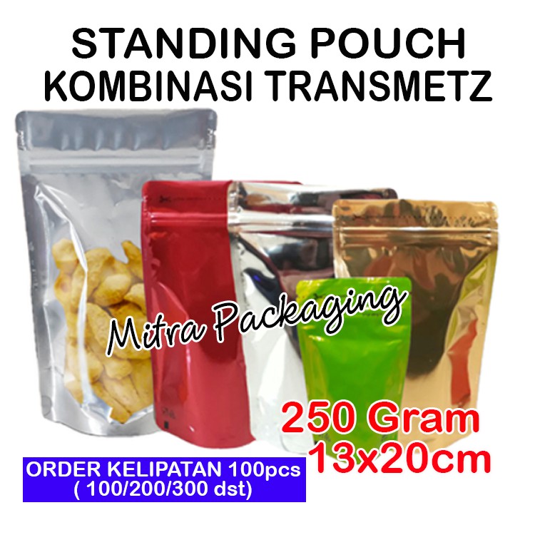 

KPACK Standing Pouch Alumunium Foil Kombinasi Transmetz 250gr+Ziplock(13x20cm)