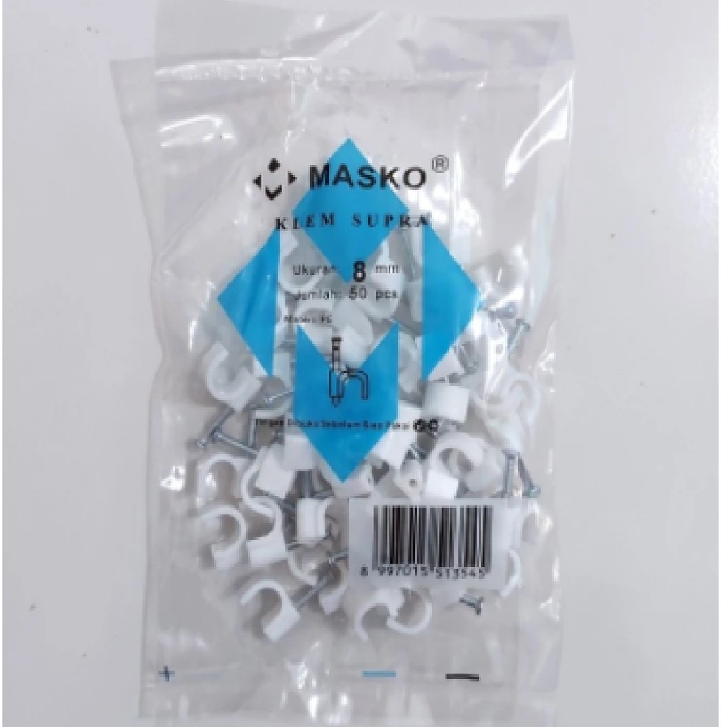 KLEM KABEL PAKU BETON NO 8 MM ( 50 PCS ) MASKO / CABLE CLIP LISTRIK