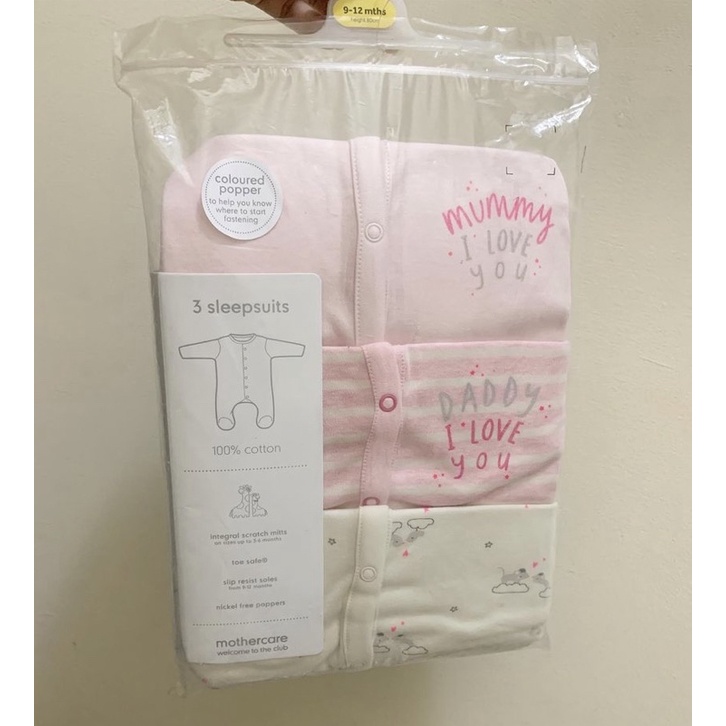 MOTHERCARE SALE SET 3PCS SLEEPSUIT BABY GIRL