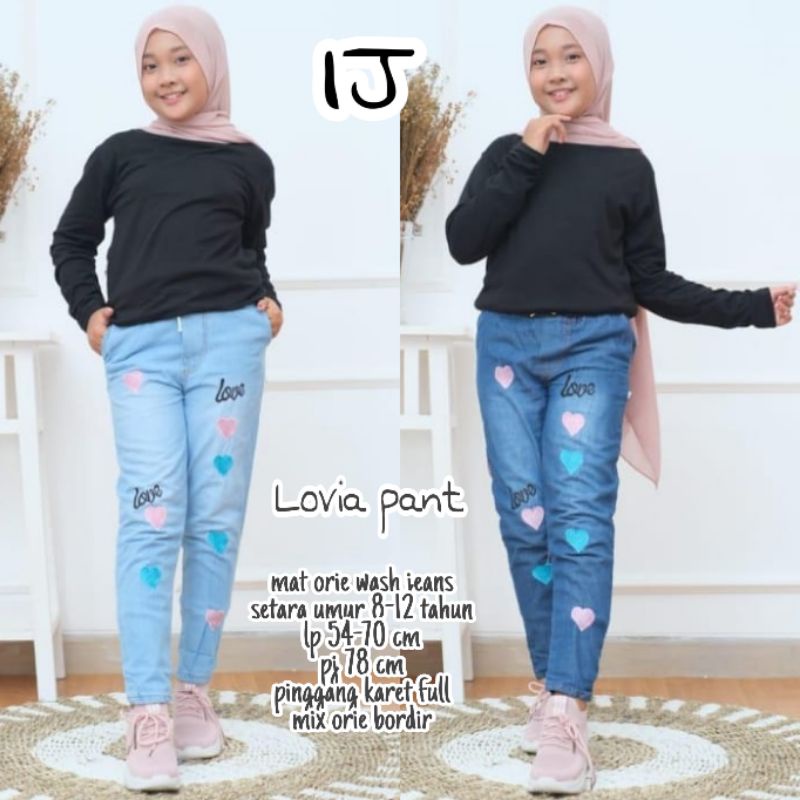 Harga Begy Jeans Anak Perempuan Tanggung Setara umur 8-12 Tahun love