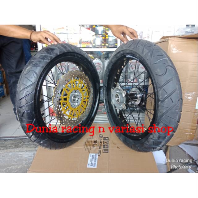 Paketan Velg CRF 150 Supermoto ring 17 Velg lebar Tromol jari jari Ban Tubles  piringan cakram Lebar