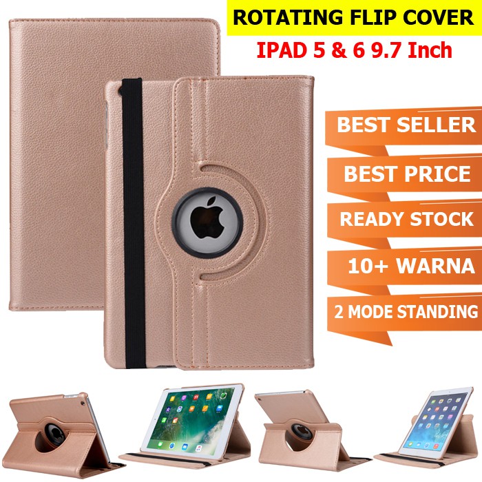 ipad generasi 5 6 9 7 9 7 2017 2018 rotate flipcover flipcase flip case casing cover sarung kesing