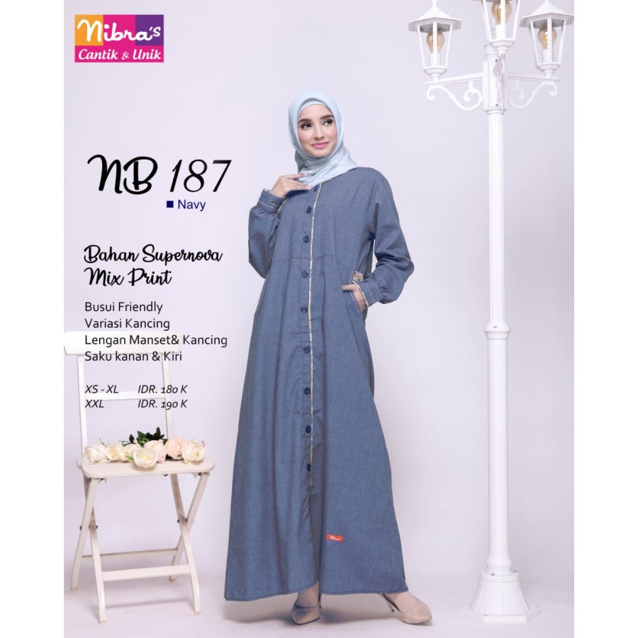 [ORI 100%]  GAMIS NIBRAS NB 187 Syari Marun Navy Supernova