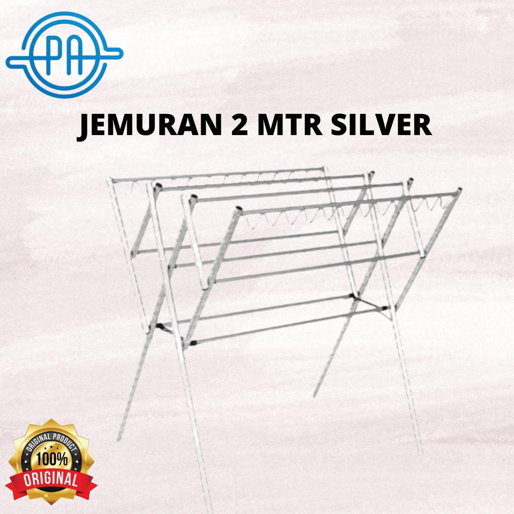 JEMURAN PAKAIAN 2 MTR HK SILVER ALUMINIUM JEMURAN BAJU MURAH