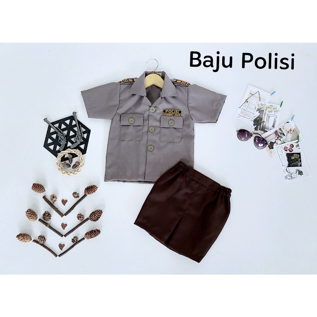 Kostum Polisi Junior Anak Unik/Kostum Anak/seragam polisi anak murah/baju polisi murah meriah