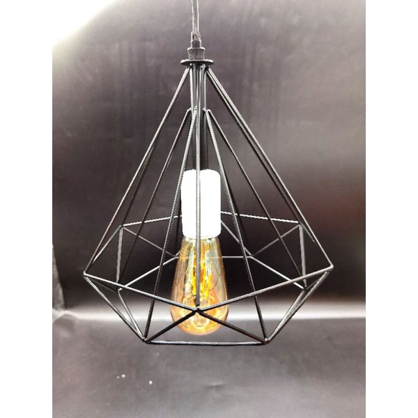 Lampu Hias Pendant Light, Lampu decor, Lampu cafe,  Lampu gantung, Diamond Ring 1set Isi 3bh black