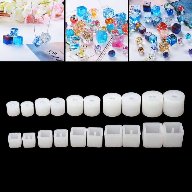 Siy 20pcs Cetakan Resin Diy Bentuk Bulatpersegi Bahan Silikon Untuk Membuat Perhiasan