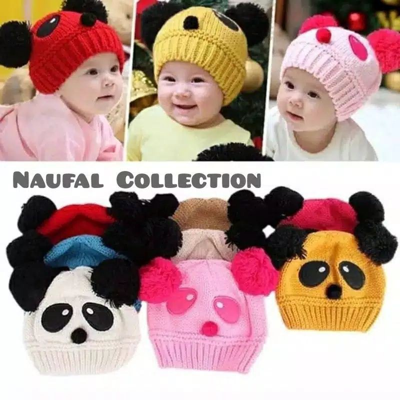 01 Topi Rajut Rambut Kepang Pom2 Kupluk Hangat Bando Anak Bayi Cewek Pompom | Aksesoris Musim Dingin