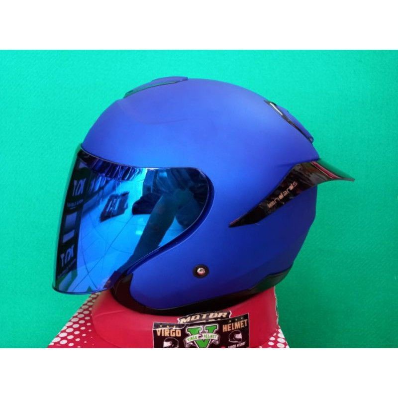 kyt helm kyoto biru doff paket ganteng termurah | Include visor original