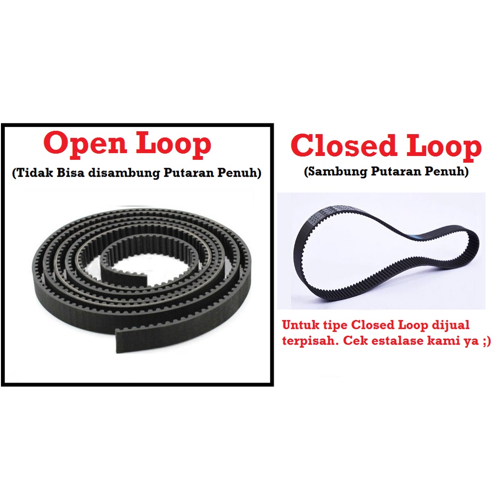 [HAEBOT] HTD5M Timing Belt 15mm Rubber PU Steel Core W15 10cm Open Loop Hitam Putih Pitch 5mm CNC 3D Printer Mekanik Karet Rantai Gerak