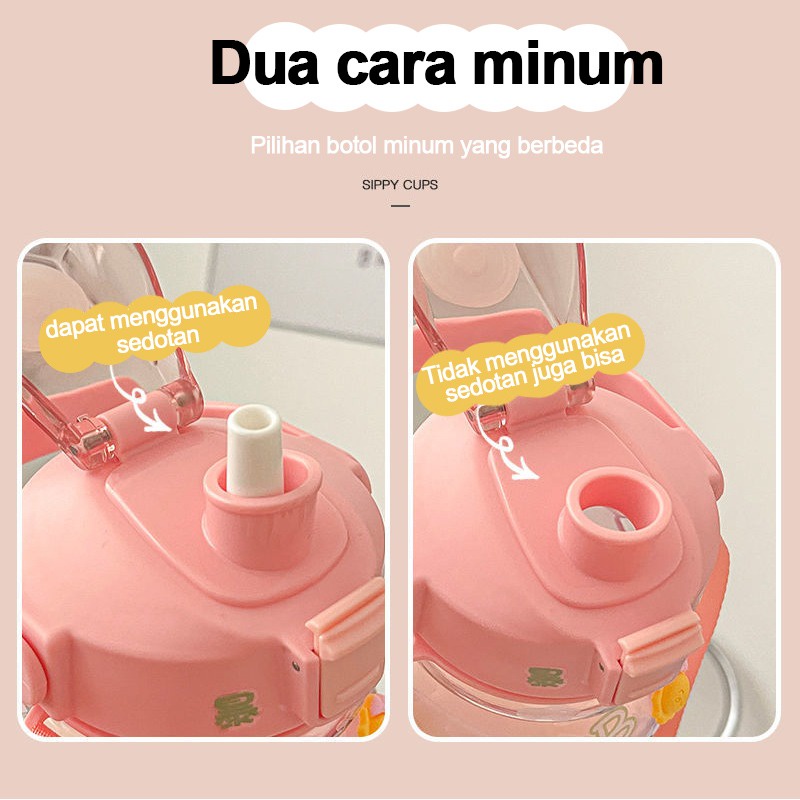 Botol minum anak lucu botol minum beruang gemoy bening 1,4 liter 1019