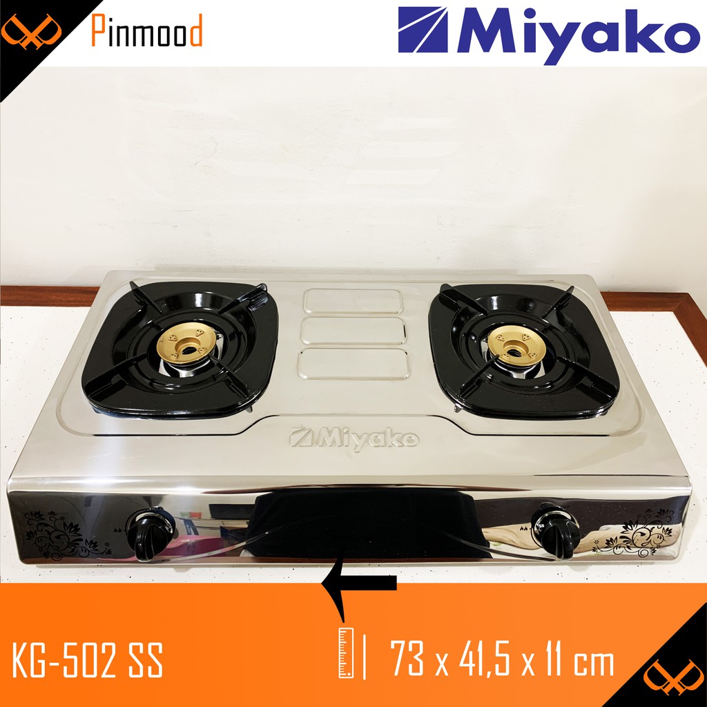 MIYAKO KOMPOR GAS KG-502 SS 2 TUNGKU STAINLESS STEEL