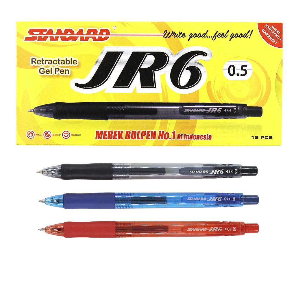 Standard Pen JR6 0.5 Isi 12 pcs ( Pulpen, Pena, Ballpoint ) Shopee