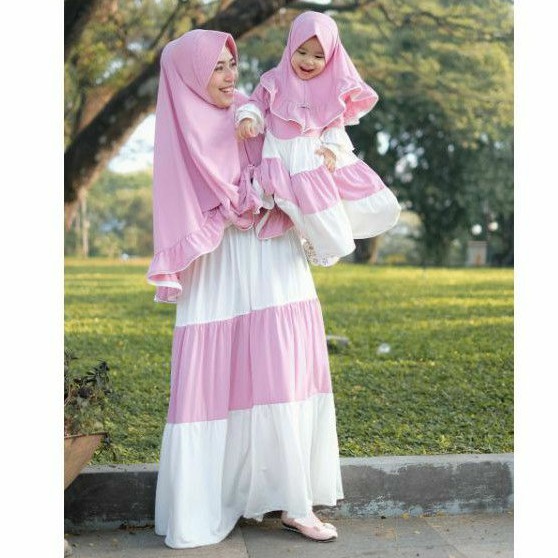 Gamis Couple Ibu Bayi dan Anak Anaya - Baju Sarimbit - Baju Muslim Couple Ibu Anak - Gamis Syakira