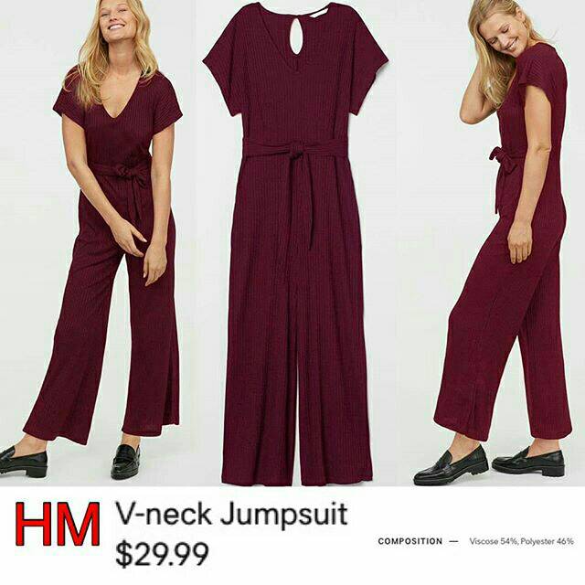 v neck jumpsuit h&m