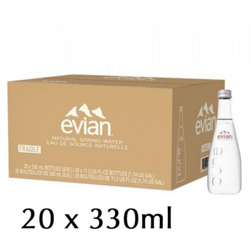 

Evian Natural Mineral Water Botol Kaca Per Karton 330ml x 20's | Minuman Air Mineral Evian Per Dus