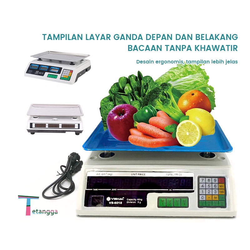 Timbangan Buah 40 Kg / Ccomputing Scale 40 Kg Double Display Digital Computing Scale