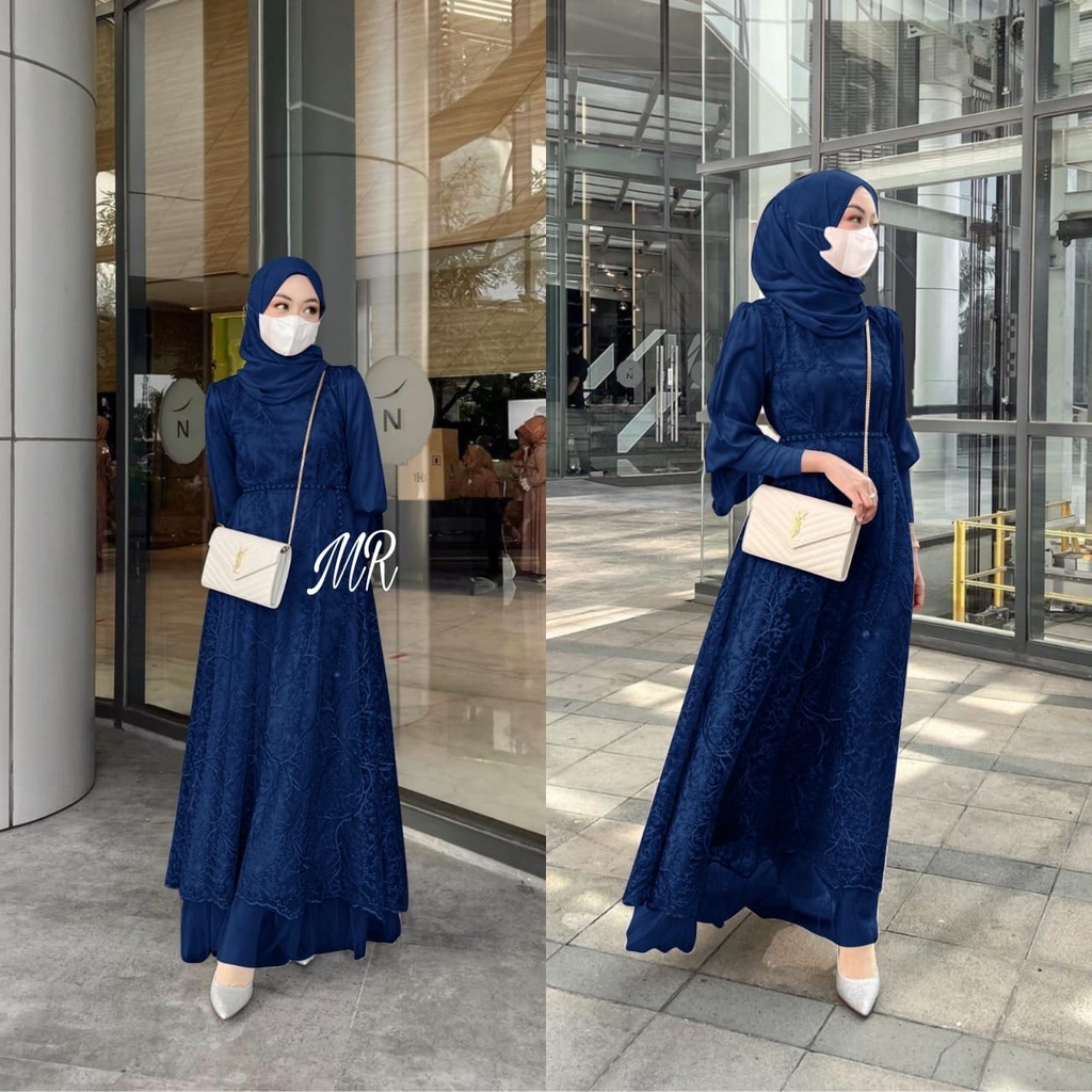 MAXY ZEFANYA / Baju kondangan kekinian / Gamis pesta brukat / dress muslim terbaru MR gamis seragam lebaran