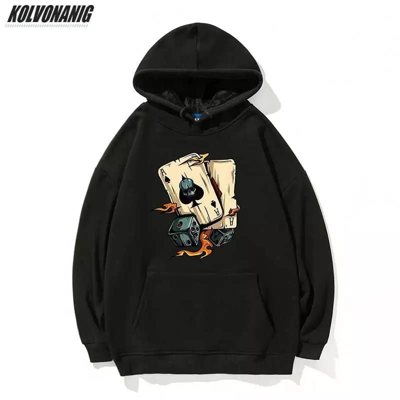 Hoodie Pria Wanita Smile Sablon  High Quality Sweater Pria Wanita-Rock Poker A