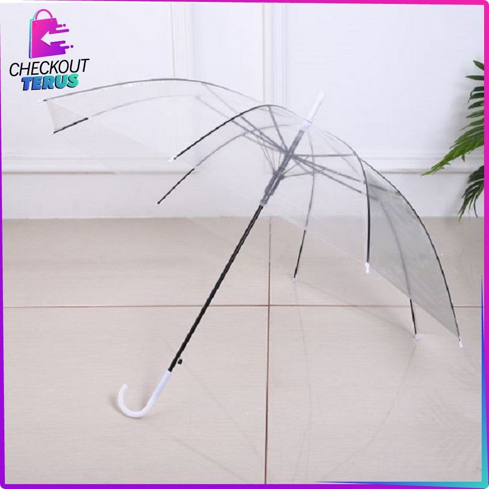 CT C433 Payung Transparan Japanese Korean Style Payung Tongkat Bening Polos Bisa Untuk Kado Souvenir Umbrella Simple Fashion Drama Kore