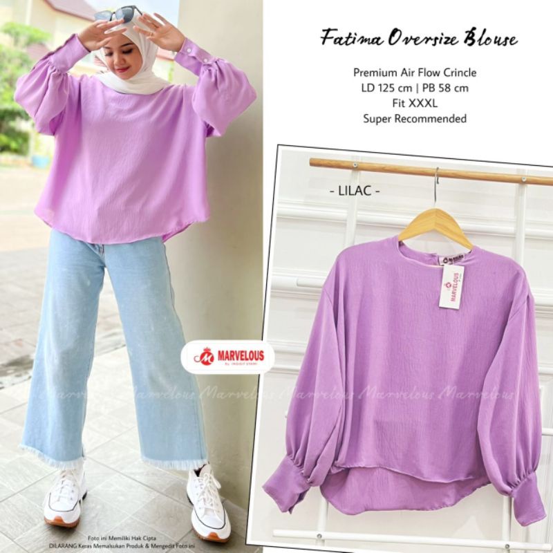 FATIMA OVERSIZE BLOUSE BY MARVELOUS (BLOUSE WANITA) Blouse muslimah polos modern rekomended