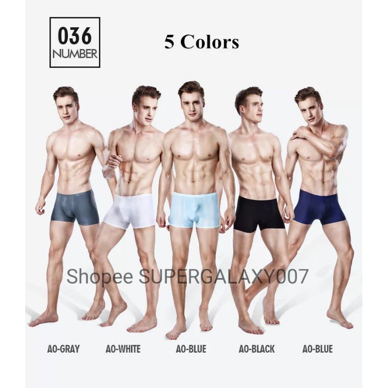 Celana Dalam Pria Transparan 5PCS Ice Silk Men Underwear Celana Dalam Transparan Dingin Tipis Ultra 