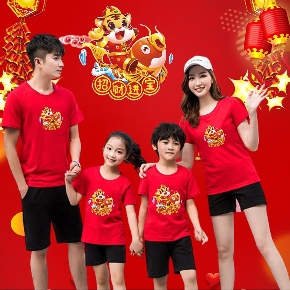 MYSTIQUE.ID-BAJU KAOS FAMILY SINCIA TAHUNBARU CHINA 2022 MACAN T-SHIRT LUCU DAN AESTHETIC