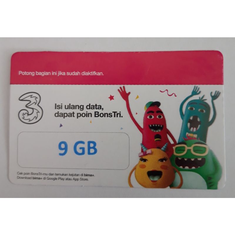 vocer voucher Tri 9GB 9 GB VBM3 Lokal Banten (kirim fisik)