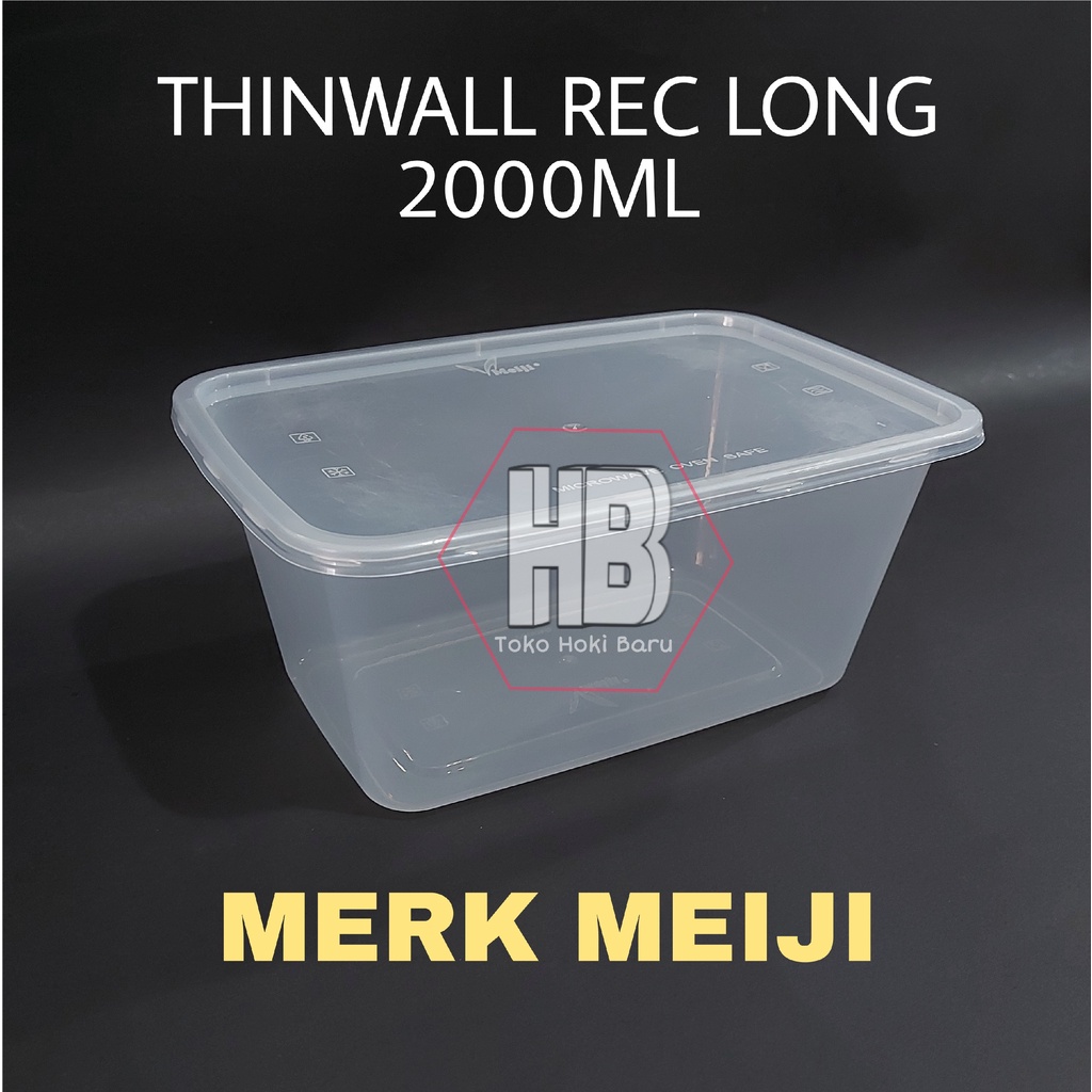Thinwall Rec XL 2000 ml + Tutup / Wadah Plastik Box Persegi Panjang 2000ml Kotak Durian / Dimsum