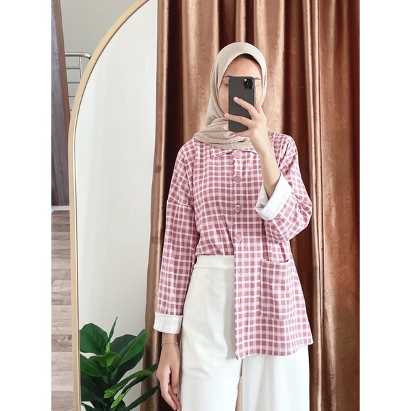 MOCHI BASIC (Ld 110 Pjg 61) - Atasan Kemeja Kotak Bahan Kaos