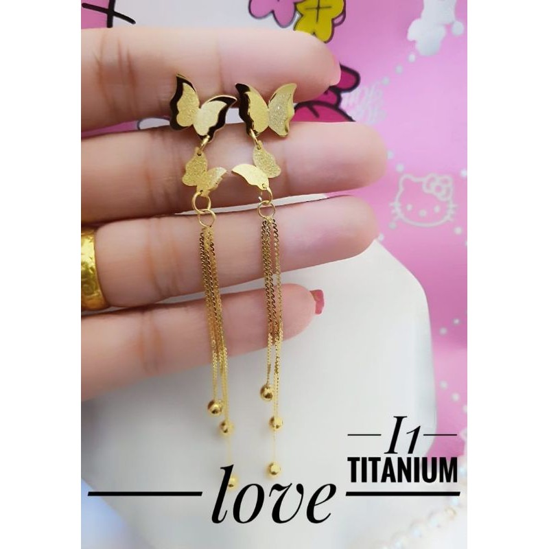 Perhiasan titanium set lapis emas 18k V761