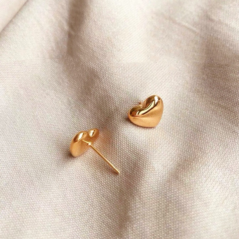 Anting Titanium Hati Lapis Emas 18K Anti Karat Aksesoris Wanita Fahion Korea