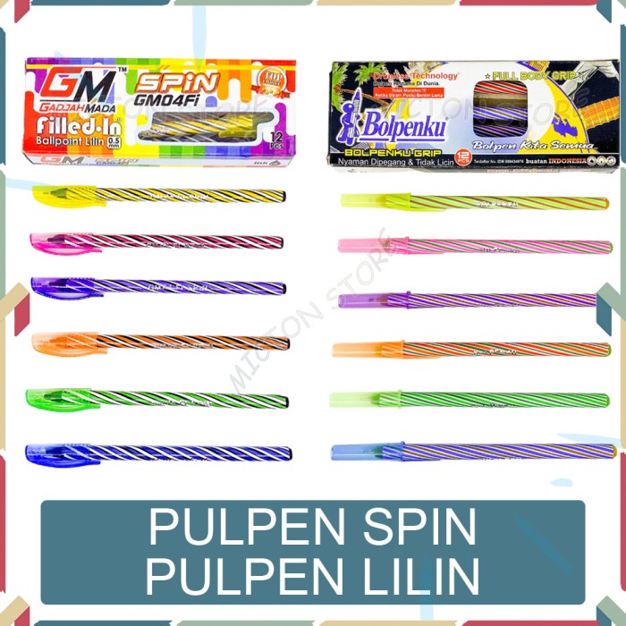 

MICTON Pulpen Spin Bolpen Lilin Pen Pena Ballpoint Murah Tinta Hitam